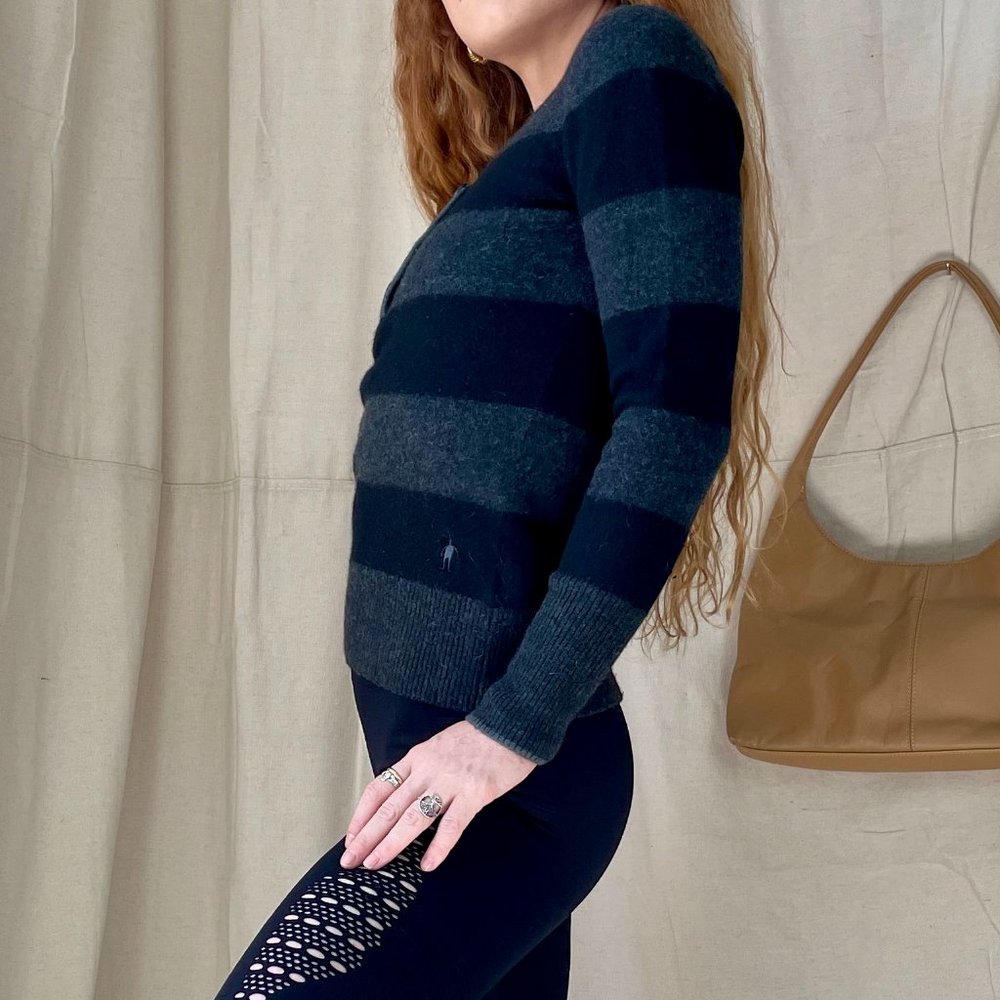 Smartwool Merino Wool Grey Striped Sweater sz S